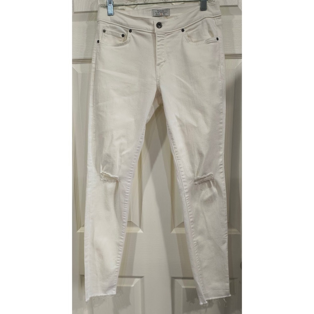 Principle Denim Innovators The Dreamer Off White Distressed Skinny Jeans Size 28